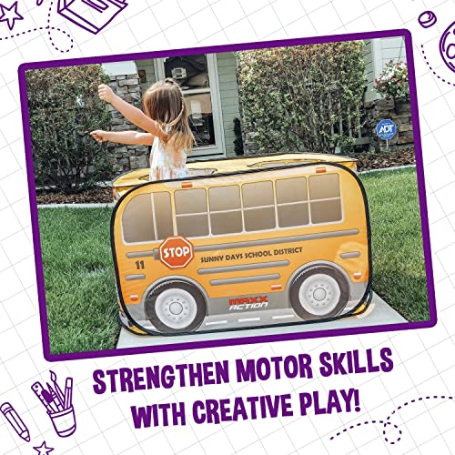 Sunny Days Entertainment Pop Up School Bus ? Indoor Playhouse for Kids | Yellow Vehicle Toy Gift for Boys and Girls