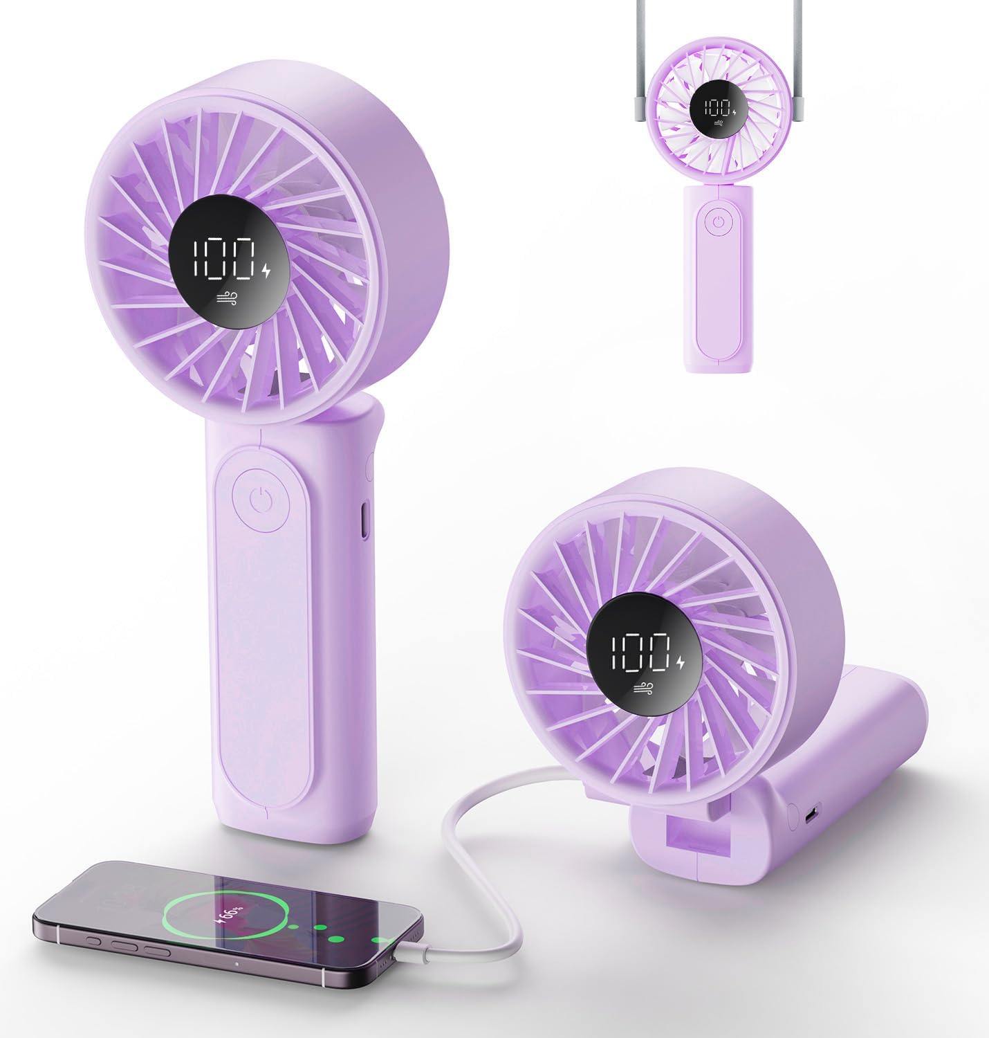 Peiyuu Portable Fan - 4000mAh USB Rechargeable Mini Desk Fan with 180° Foldable Design | Ultra Quiet, Pocket Size