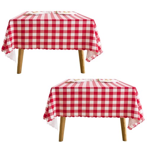 MANGATA CASA 2Pcs Red Gingham Tablecloth for Rectangle Tables-Checkered Table Cloth Waterproof Kitchen & Table Linens-Polyester Buffalo Plaid Wrinkle Free Table Cover(Red 60x102in)