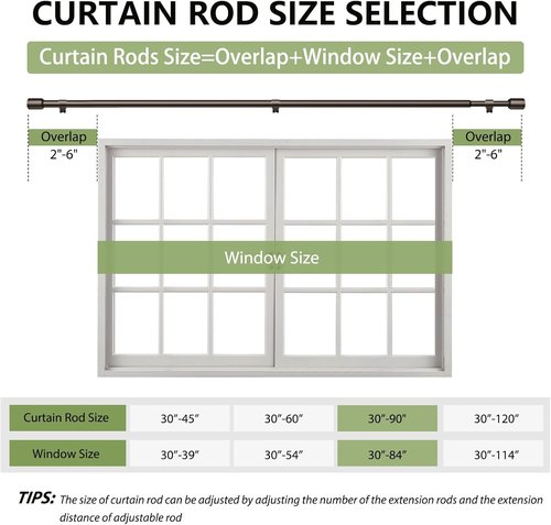 Bronze Curtain Rods by [Brand Name] - Adjustable 30-90 Inch for 30-84 Inch Windows | Antique Finish with Brackets