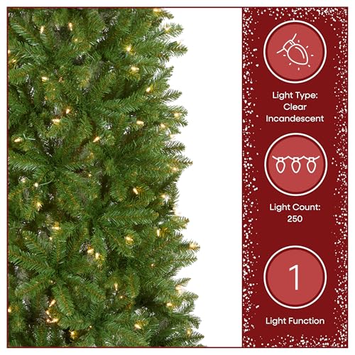 6.5ft Pre-Lit Kingswood Fir Slim Artificial Christmas Tree with Metal Stand