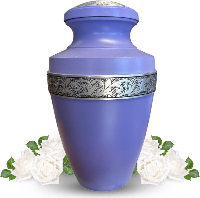 Modern Memorials Cremation Urn for Ashes - Large Urn for Man & Women - 200 Cubic Inches - Includes Velvet Storage Bag - Purple