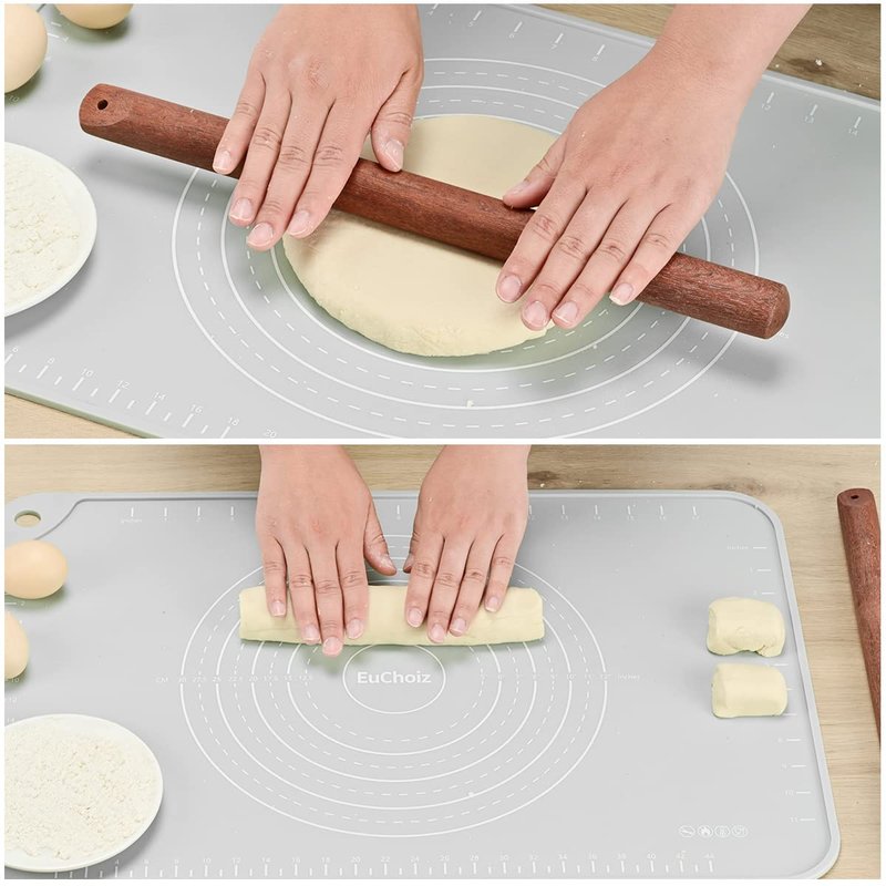 EuChoiz Silicone Pastry Mat 24"*16" Extra Thick Non Stick Baking Mat Food Grade Silicone Dough Rolling Bake Mat with Edge Heightening