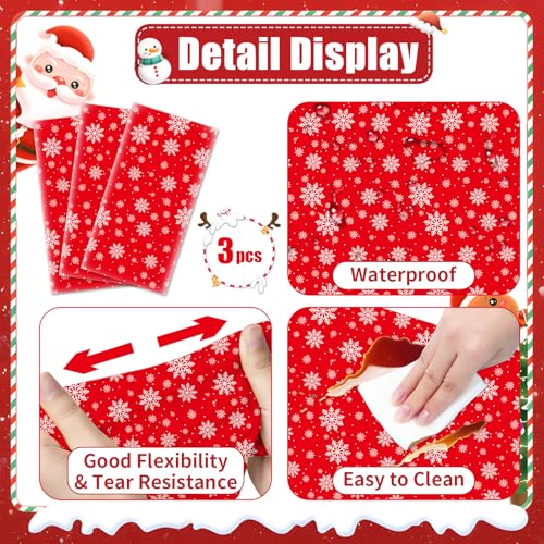 Temicle Red and White Snowflake Plastic Tablecloth 54 x 108 Inches Holiday Disposable Cover