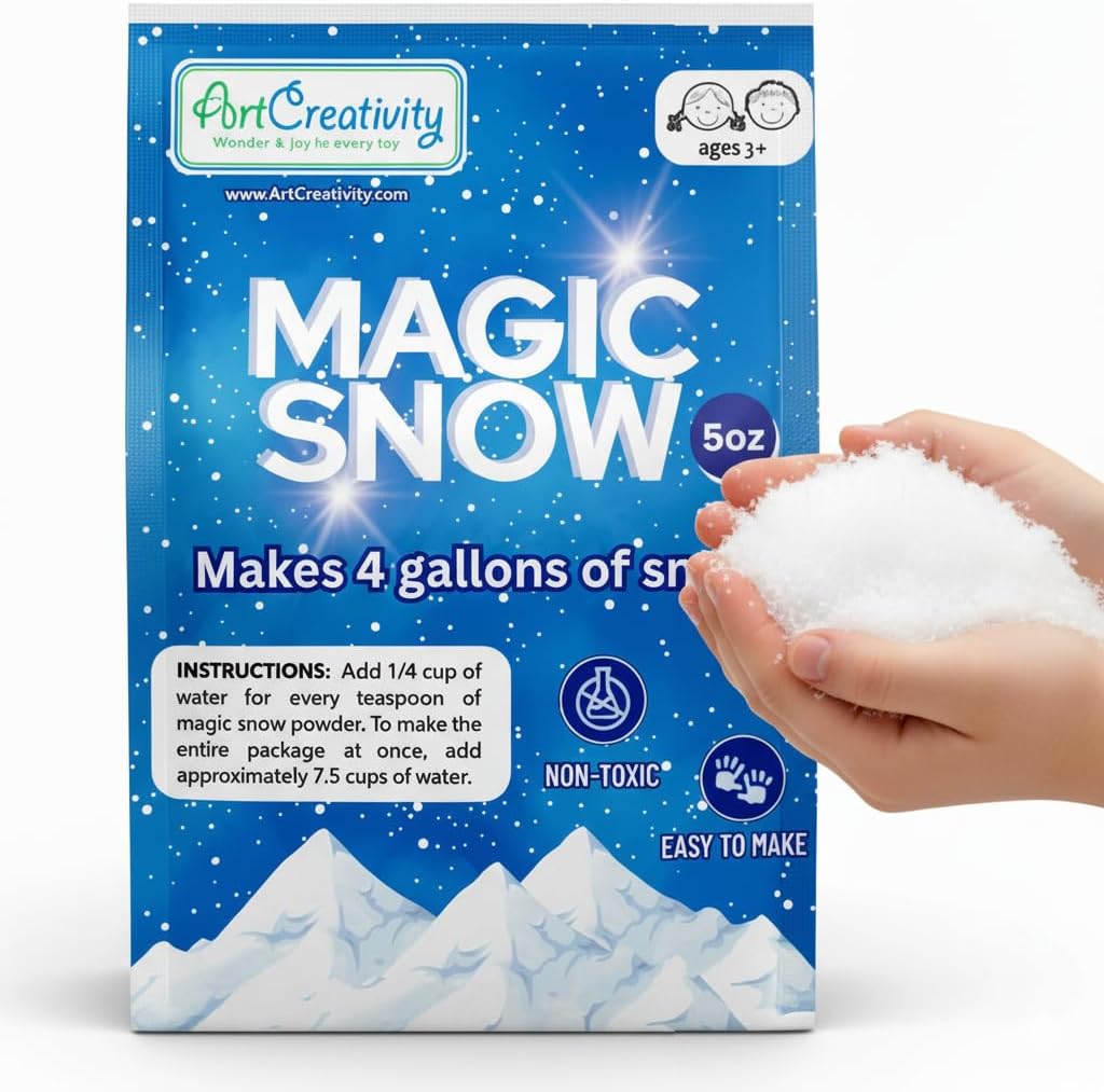 ArtCreativity Instant Snow Powder - Create 4 Gallons of Realistic Fake Snow | Ideal for Holiday Crafts & Sensory Play