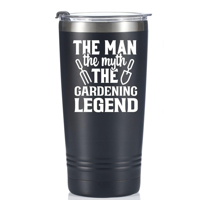 Onebttl Gardening Gifts for Men - The Man The Myth The Legend - Plant Lover Gift for Men, Gardeners - Stainless Steel 20oz Black