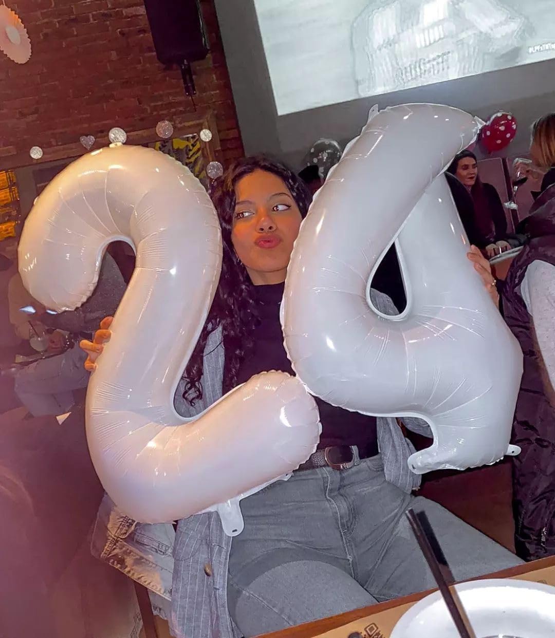 Skiennix Number 4 Balloon - 40 Inch Translucent White Party Decoration for Celebrations