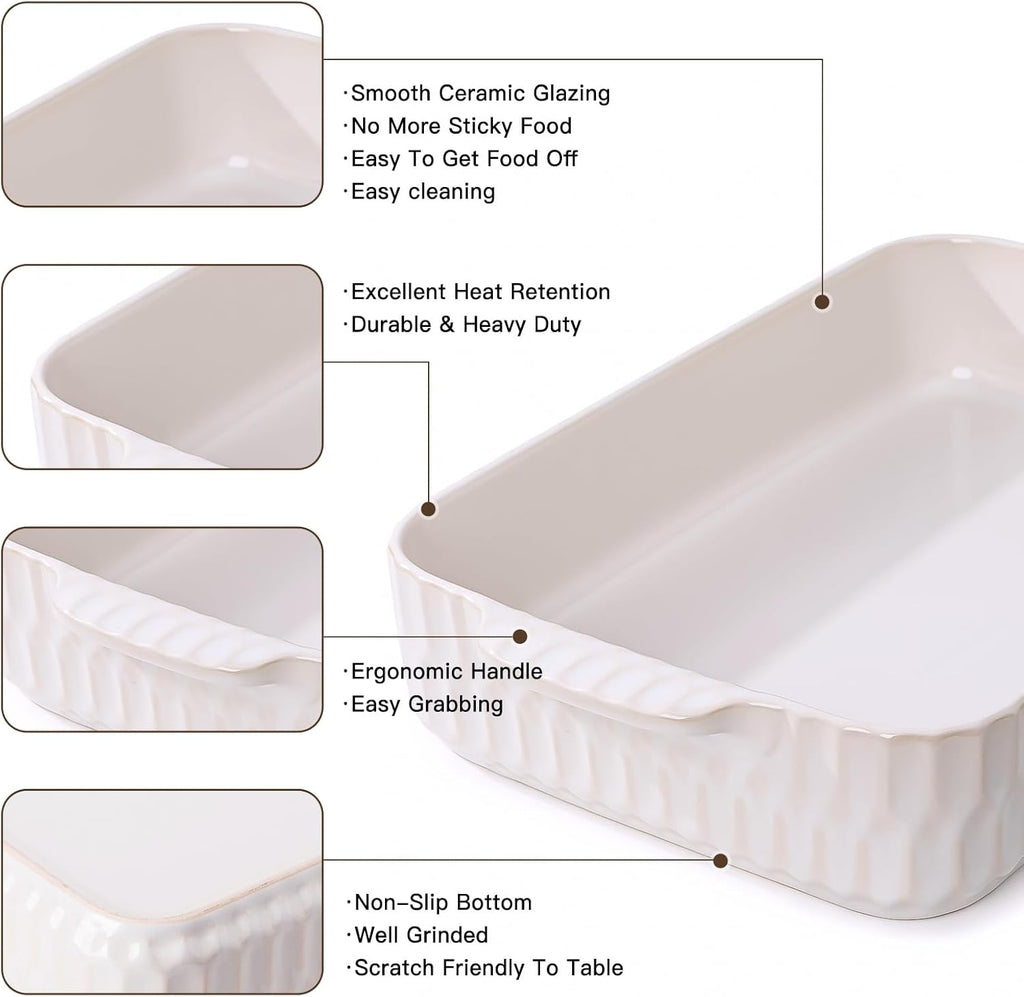 Regine Switzerland 4.7QT Casserole Dish - Large 9x13” Ceramic Baking Pan with Handles for Easy Serving