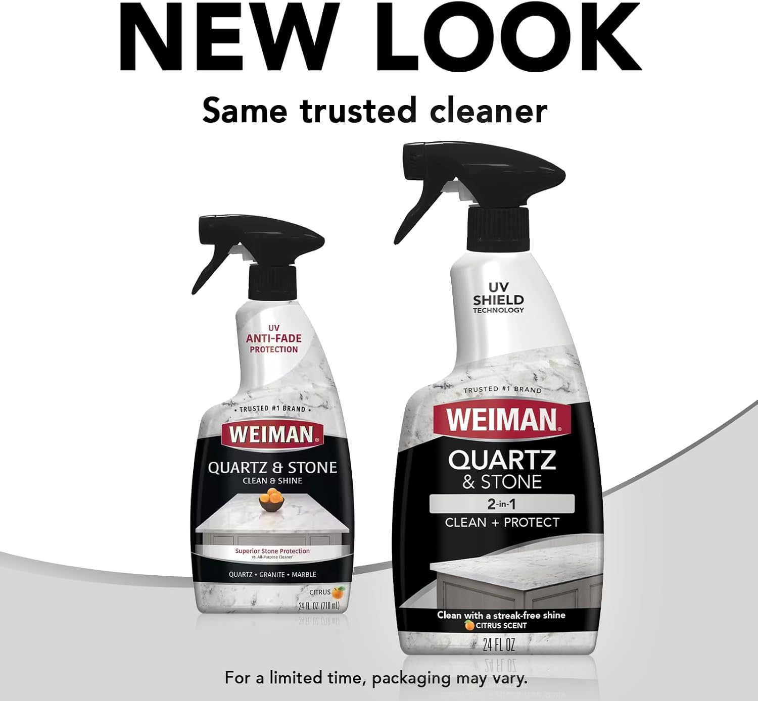 Weiman Quartz Countertop Cleaner - UV Protection for Stone Surfaces | 24 Ounce with Microfiber Towel, 2 Pack