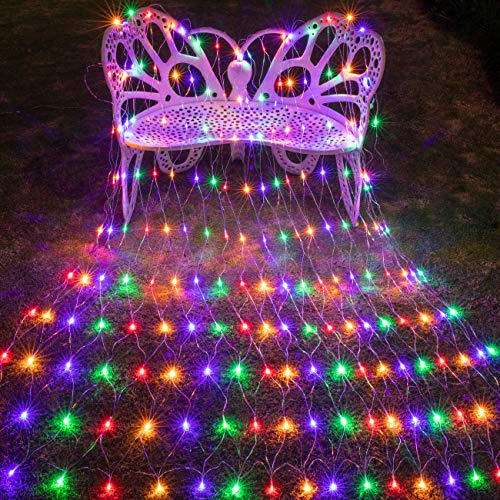 AWQ 200 LED Net Mesh Christmas Lights 9.8ft x 6.6ft Multicolor, 8 Modes with Timer