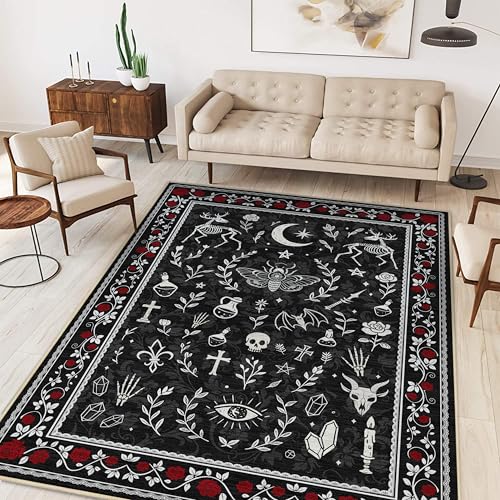 Gothic 3x5 Area Rug Dark Academia, Machine Washable - Lvsoamz 3' x 5' Rectangular