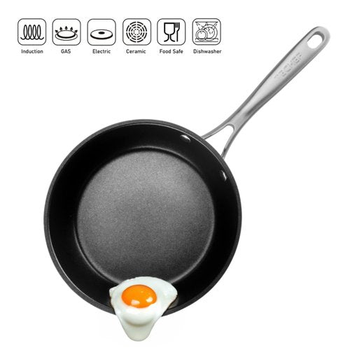 TECHEF - Onyx Collection Nonstick Frying Pan Skillet Set, PFOA-Free, Dishwasher Oven Safe, Stay-Cool Stainless Steel Handle, Induction-Ready, Made in Korea (8-inch and 10-inch)