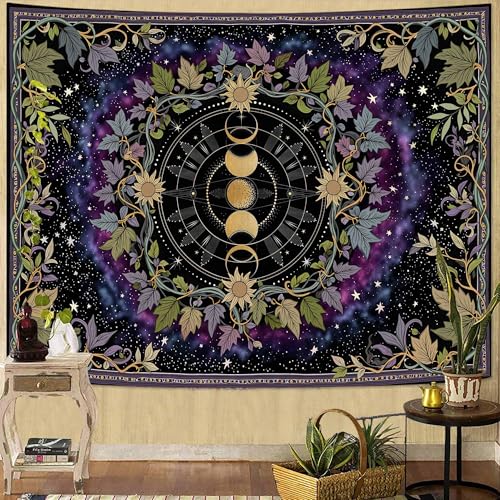 Boho Celestial Moon Phase Tapestry - Mystical Zodiac & Starry Wall Hanging Decor