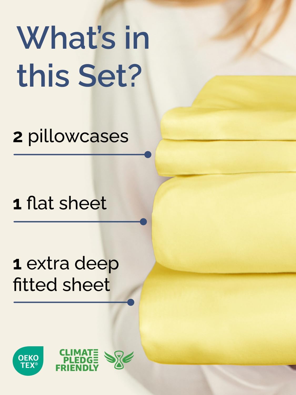 Skiennix Extra Deep Twin Sheet Set - 4 Piece Breathable Cooling Bedding - Soft, Wrinkle-Free Yellow
