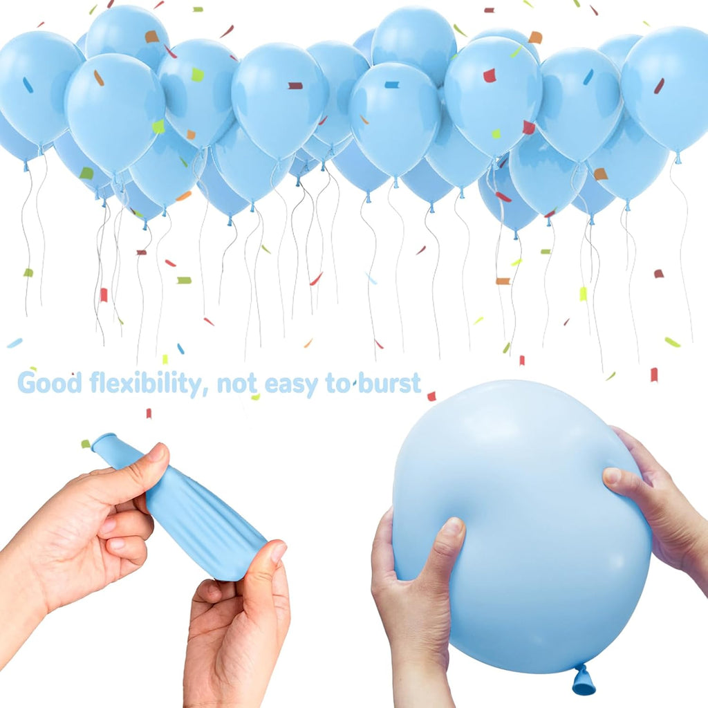 Pastel Blue Latex Balloons - 100 Pack 12 Inch Round Helium Balloons for Baby Showers & Birthday Parties
