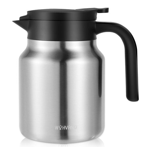 WYHVAND 34Oz Thermal Coffee Carafes For Keeping Hot/Cold, Stainless Steel Coffee Carafe, Dustproof Insulated Water Carafe for Party/Home,Silver