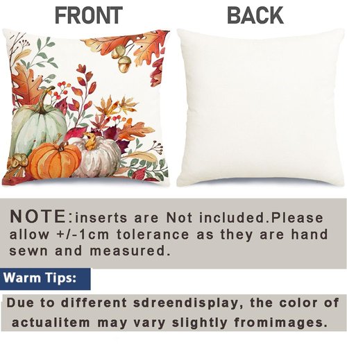 RABUSOFA Fall Pillow Covers 18x18 Set of 2,Velvet Autumn Pumpkin Pillows Decorative Throw Pillows Thanksgiving Decor Pillow Cases for Couch Fall Decorations for Home Maple Leaves