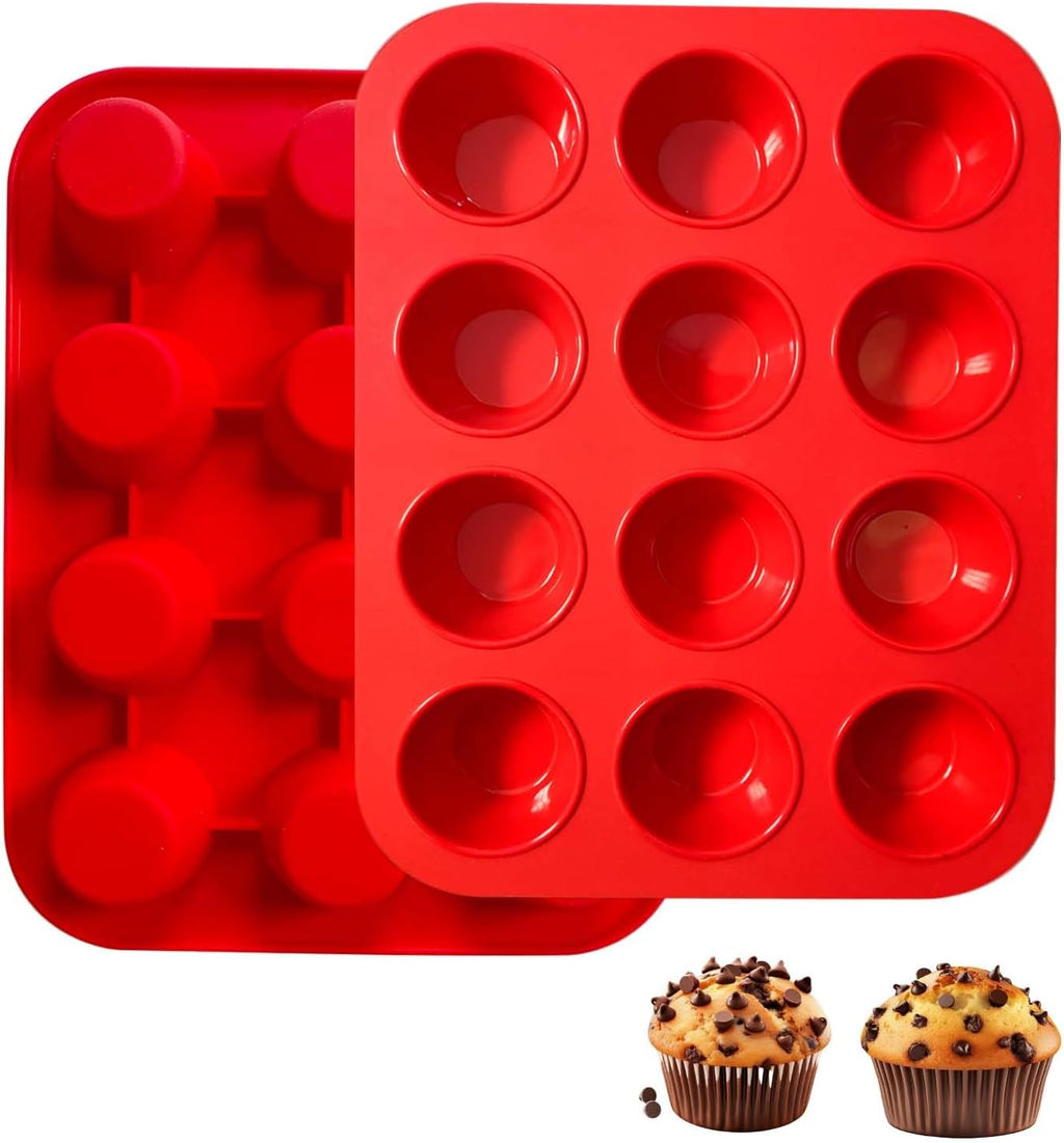Saphe Silicone Muffin Pans - Nonstick 7-Cup Baking Molds for Egg Bites, Muffins & Cupcakes | 2-Pack Set