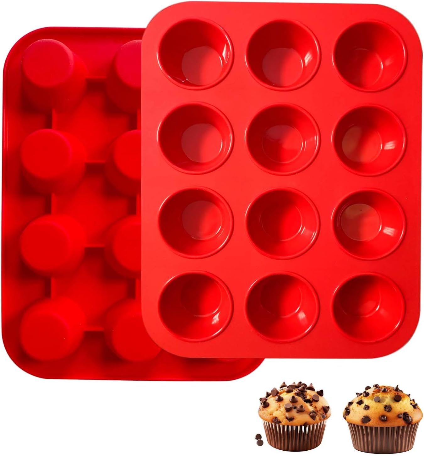 Saphe Silicone Muffin Pans - Nonstick 7-Cup Baking Molds for Egg Bites, Muffins & Cupcakes | 2-Pack Set