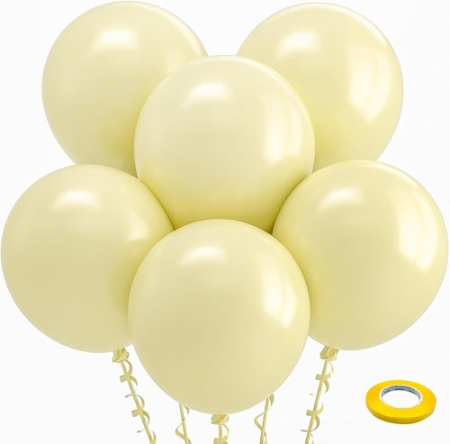 Bezente 18-Inch Pastel Yellow Balloons - 30 Pack of Thick Latex Balloons for Parties & Events