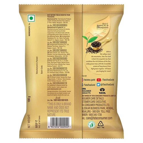Tata Tea Gold | Assam teas with Gently Rolled Aromatic Long Leaves | Rich & Aromatic Chai | Black Tea | 100g