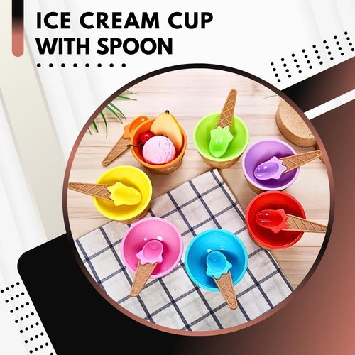 Green Direct Plastic Ice Cream Cups with Spoons - Sundae Dessert Bowls for Frozen Yogurt - Pack of 12