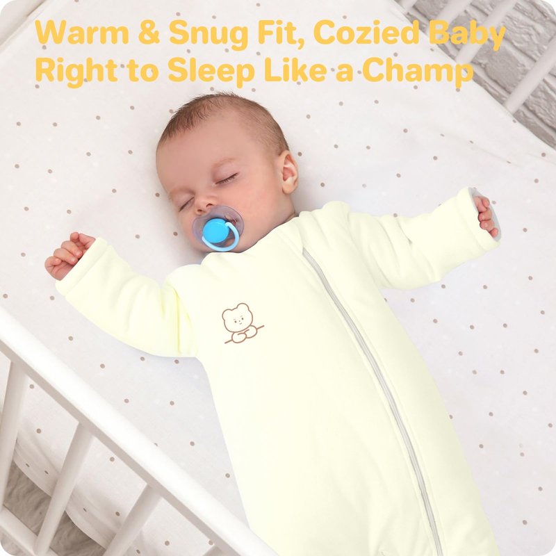 Premium Cotton Baby Sleep Sacks with Legs Winter 6-12 Months 2.5 Tog, Ultra Soft Wearable Blanket Sleeping Bag Sack Easy Diaper Changing, Transition Blanket Unisex Newborn Infant Babies Girls Boys