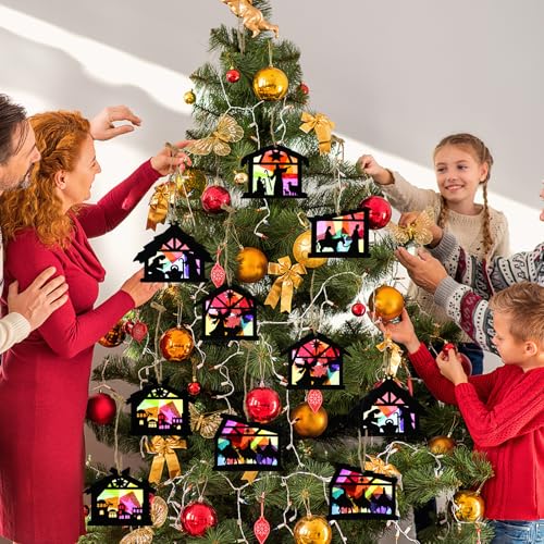 ERTIUANIO 24 Pcs Christmas Nativity Ornaments DIY Wooden Scene Religious Holiday Decor