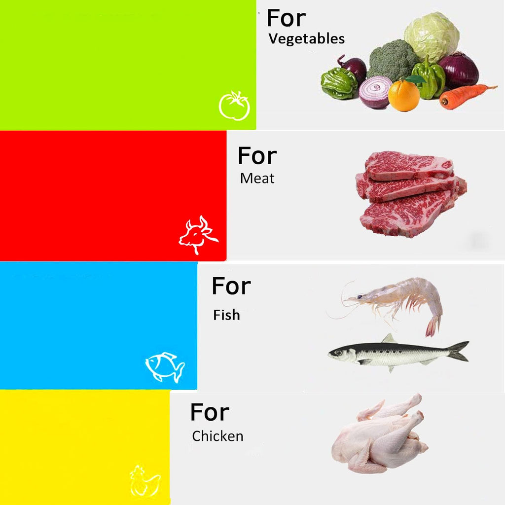 Skiennix Flexible Cutting Board Set - Easy-Grip Colored Mats for Cooking | Set of 4