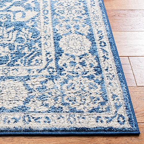 SAFAVIEH Brentwood Collection Accent Rug - 3' x 5', Ivory & Navy, Medallion Distressed Design, Non-Shedding & Easy Care, Ideal for High Traffic Areas in Entryway, Living Room, Bedroom (BNT832A)
