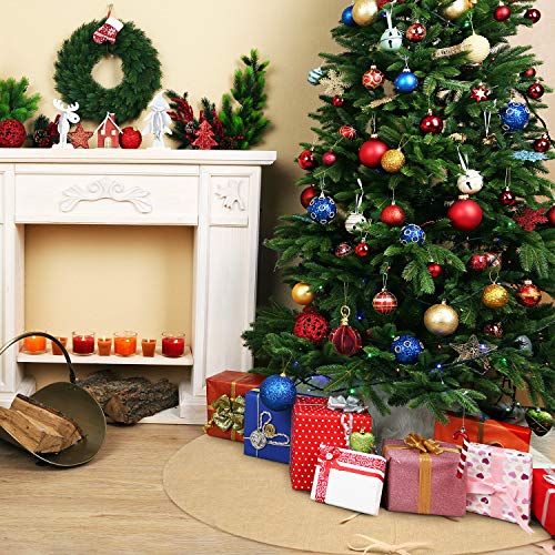 Pangda 48 Inch Burlap Christmas Tree Skirt Natural Beige Round Xmas Cover