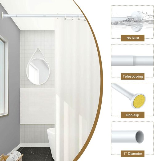 GXOACKJ Shower Curtain Rod - Adjustable 31-80 Inch Spring Tension, No Drilling, Rust-Resistant Stainless Steel