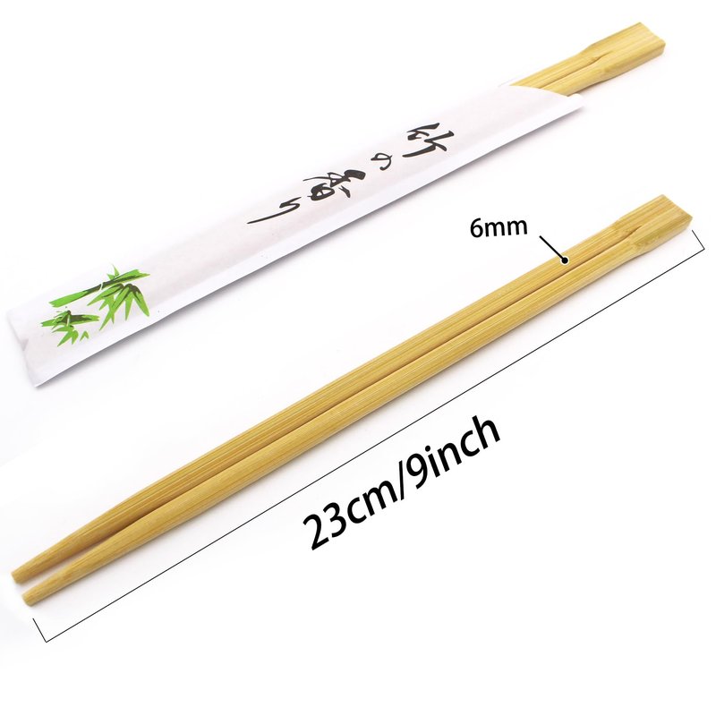 sugormek 100 Pairs 9 inches Smooth Disposable Bamboo Chopsticks Individually Wrapped Chopstick for Sushi Noodles Splinter-Proof Design