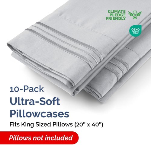 King Pillow Cases by [Brand Name] - Ultra Soft Hotel Quality Covers | Wrinkle-Free & Stain Resistant - 10 Pcs Set in Steel Blue