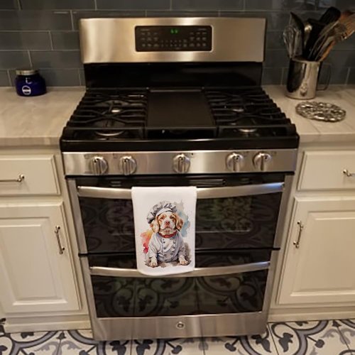 Caroline's Treasures Clumber Spaniel Chef Kitchen Towel Set of 2 White Dish Towels Decorative Bathroom Hand Towel for Hand, Face, Hair, Yoga, Tea, Dishcloth, 19 X 28, White