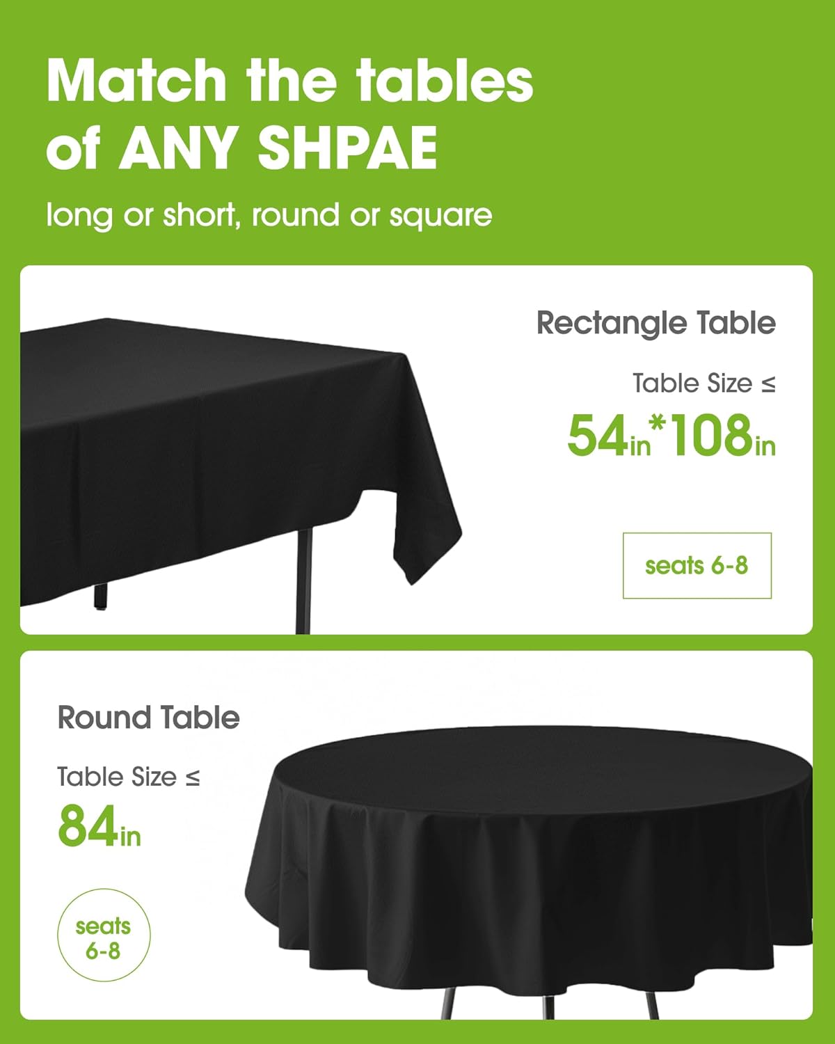 Pureegg Disposable Plastic Tablecloths - 12 Pack, 54 x 108 Inch, Sturdy & Leakproof, White for Parties & Picnics