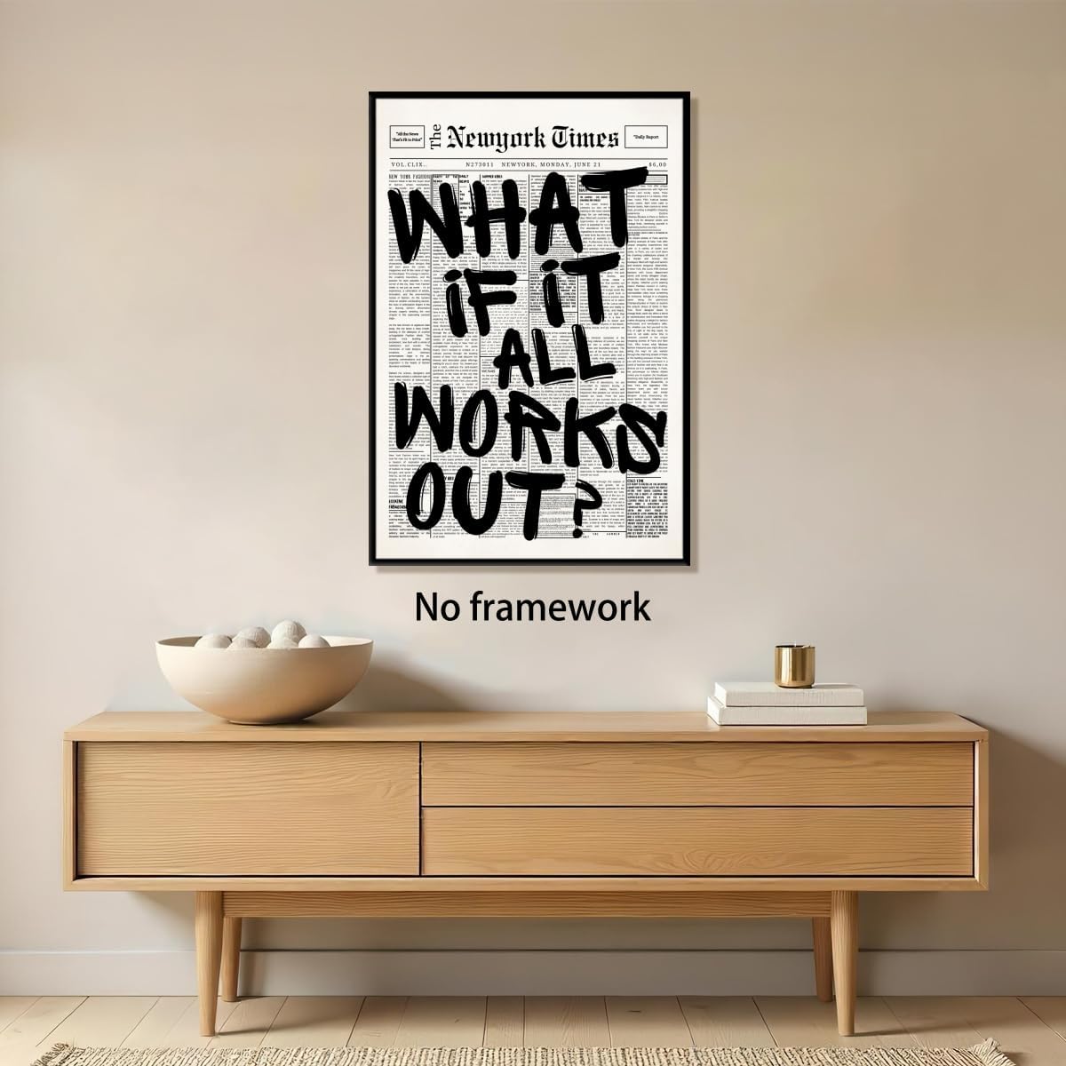 Trendy What If It All Works Out Poster - Black & White Inspirational Wall Art | Motivational Quote Print 16x24