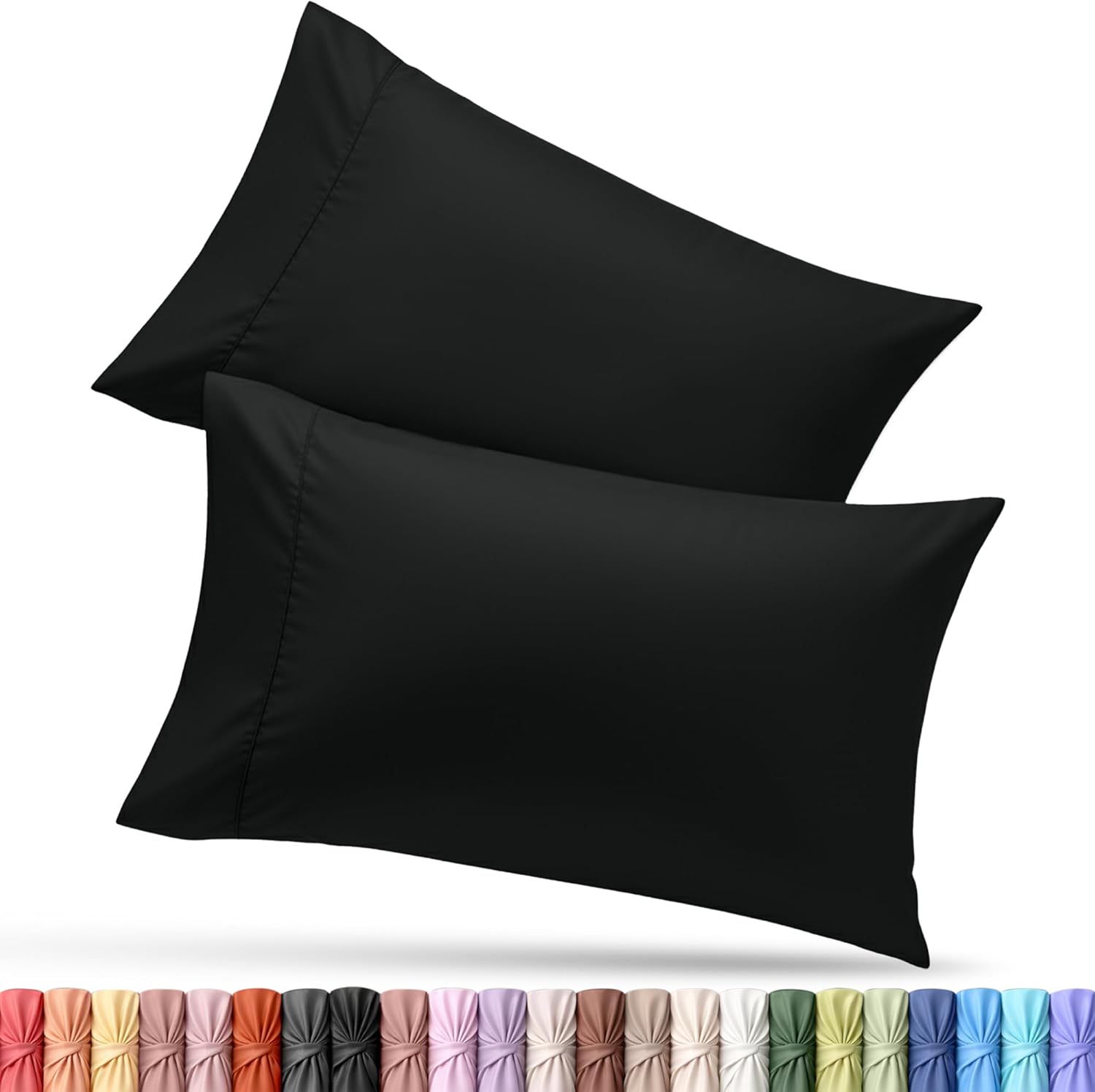 Utopia Bedding King Pillow Cases - Soft Brushed Microfiber - 2 Pack, 20 x 40 Inches, Black
