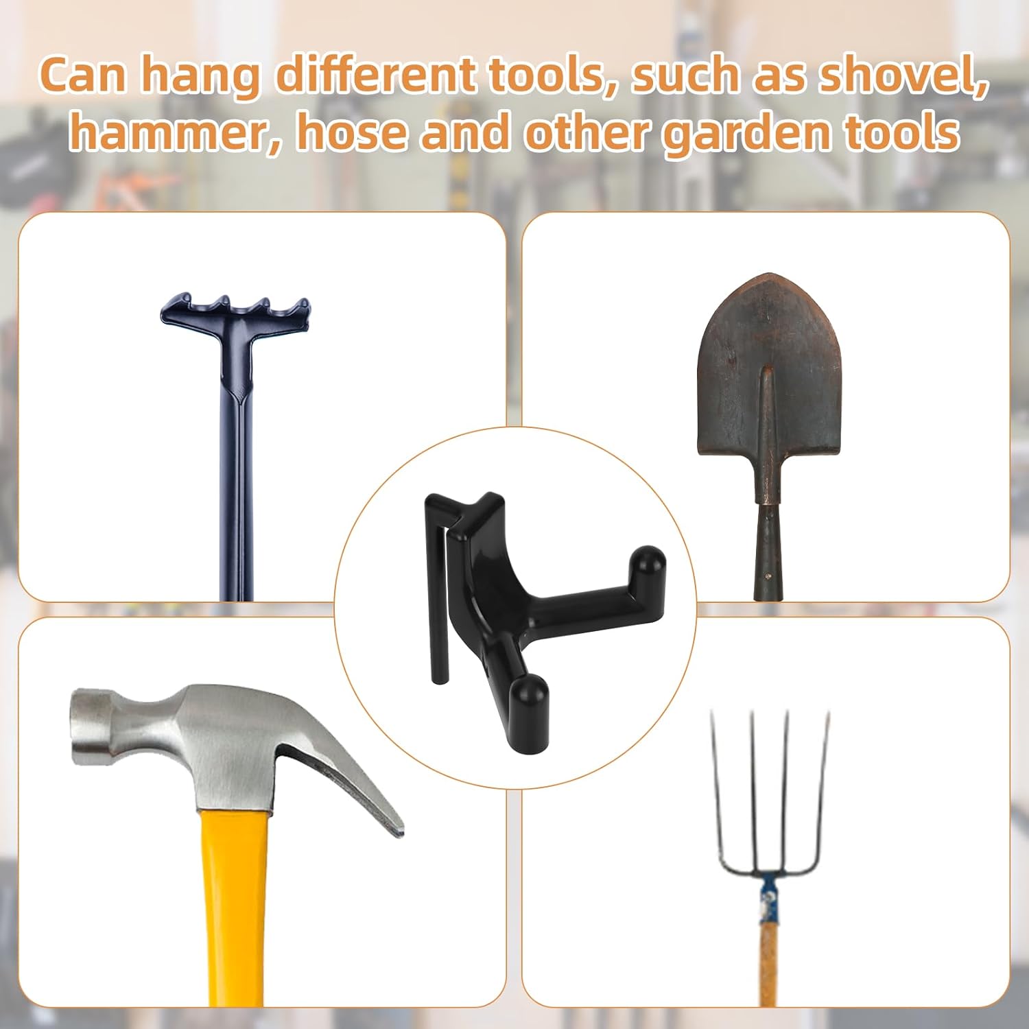 Rubbermaid FastTrack Shed Hooks - 6-Piece Multi-Purpose Organizer for Garage Tools & Sports Equipment