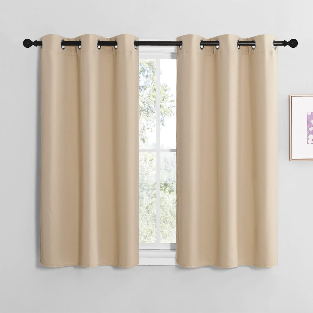 NICETOWN Blackout Curtain Panels - Thermal Insulated Grommet Top Drapes, Biscotti Beige, 29"x30" (2 Panels)