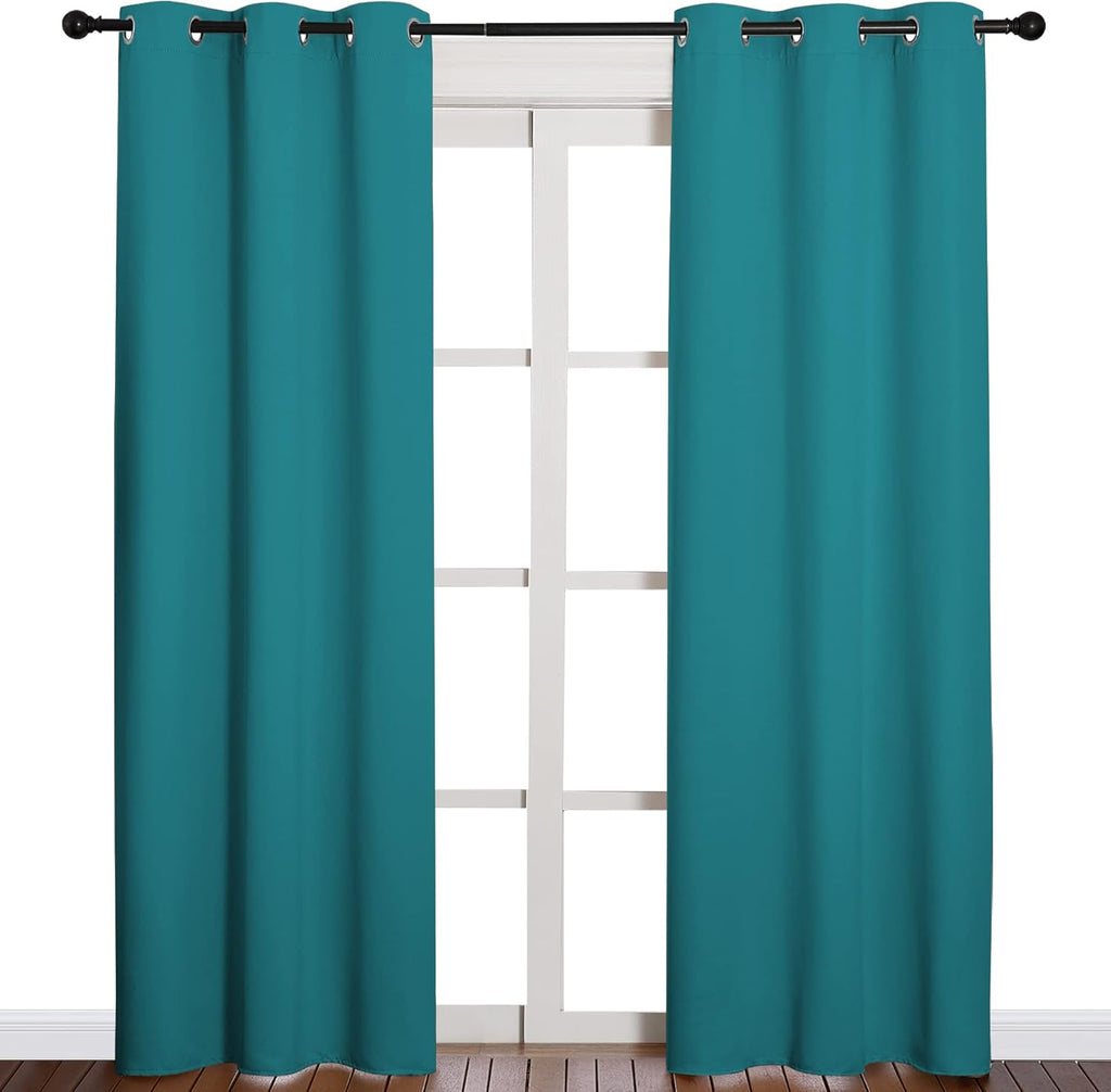 NICETOWN Blackout Curtains - Thermal Insulated Room Darkening Drapes | 84 Inch Length, Peacock Teal, 2 Panels