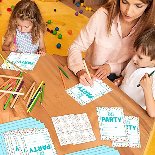30-Piece Watercolor Confetti Birthday Invitation Set with Envelopes
