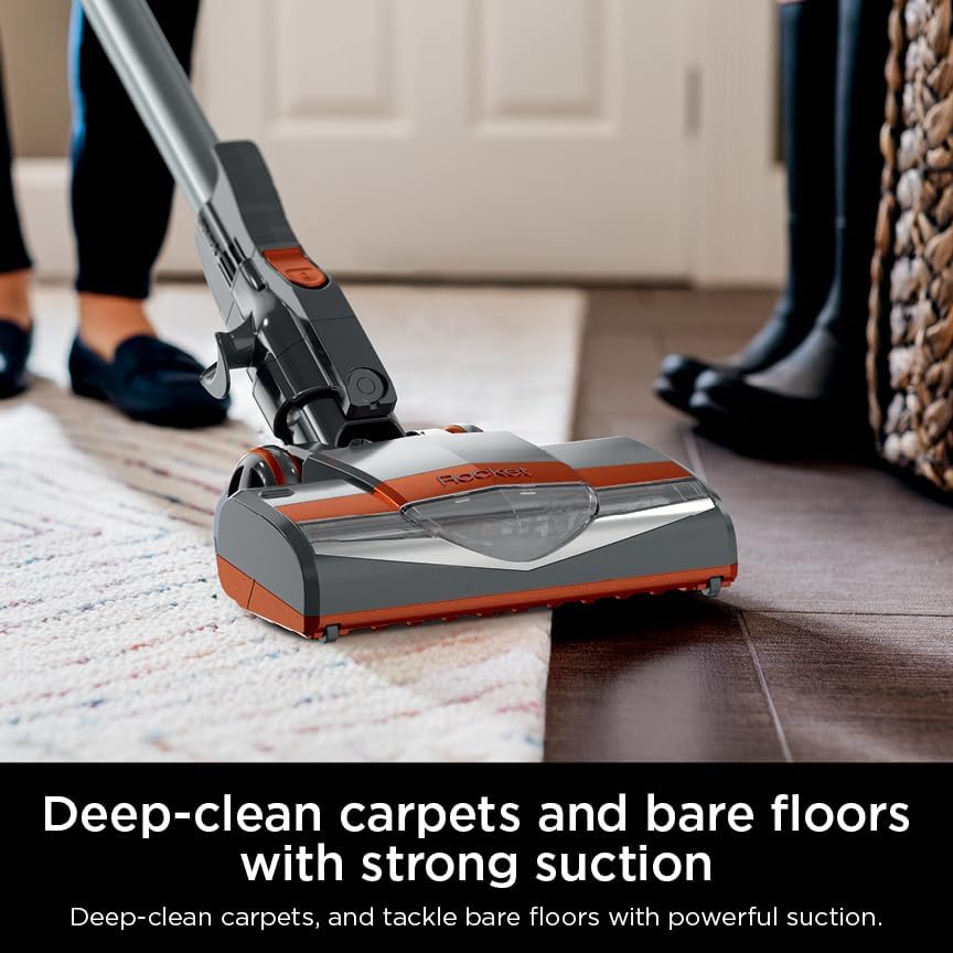 Shark HV302 Rocket Pet Corded Stick Vacuum - Lightweight, Swivel Steering for Carpets & Hard Floors | Includes Hand Vacuum & Tools in Orange