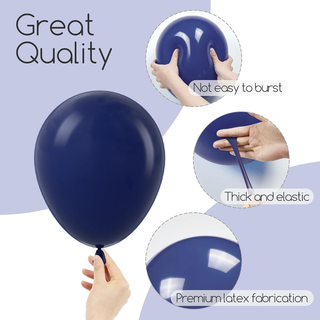 Skiennix Navy Blue Balloons - 120-Piece Set in Various Sizes for Graduation & Birthday Decor