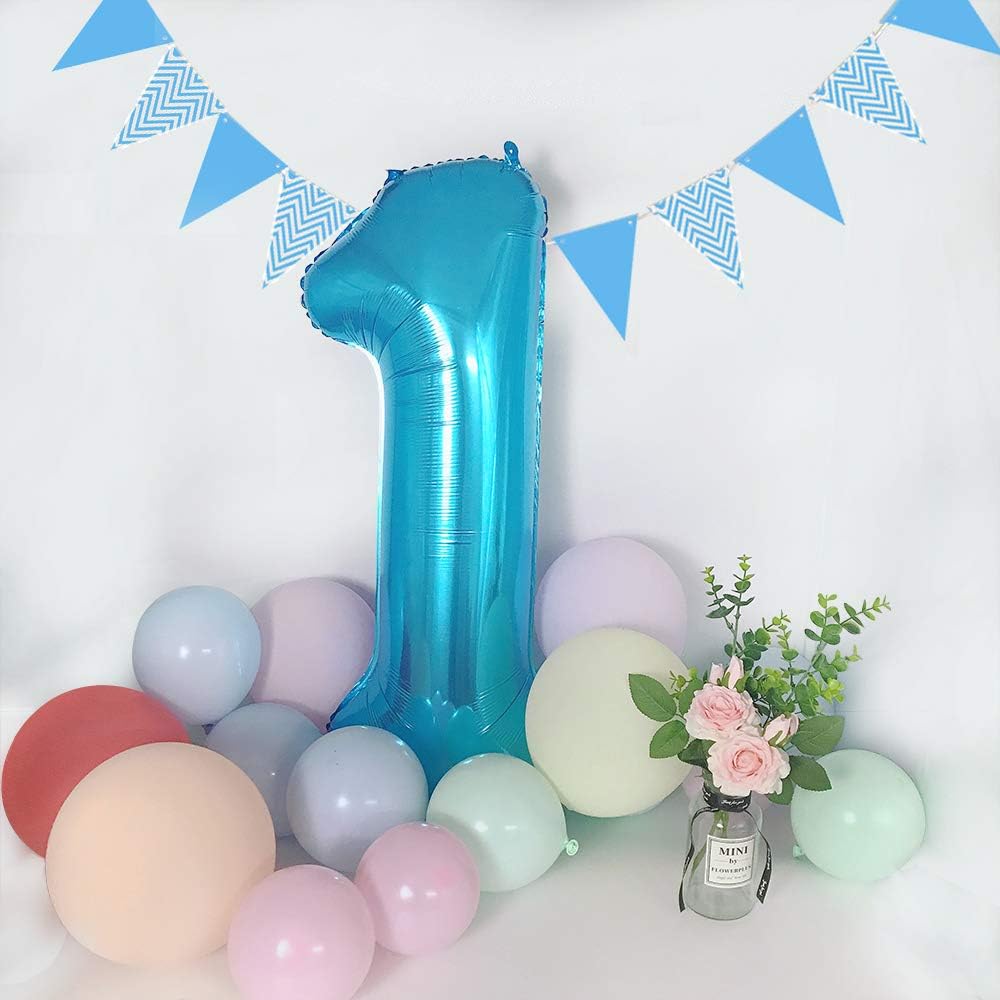 TONIFUL 40-Inch Blue Foil Mylar Number Balloons | Large 0-9 Set for Graduation, Weddings & Parties