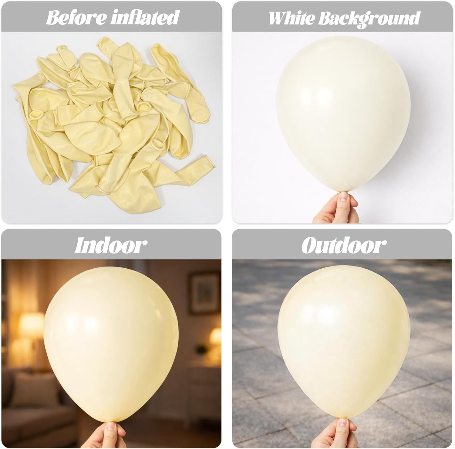 Voircoloria Ivory White Balloons - 12-Inch Latex Party Balloons | 66-Pack for Weddings & Celebrations