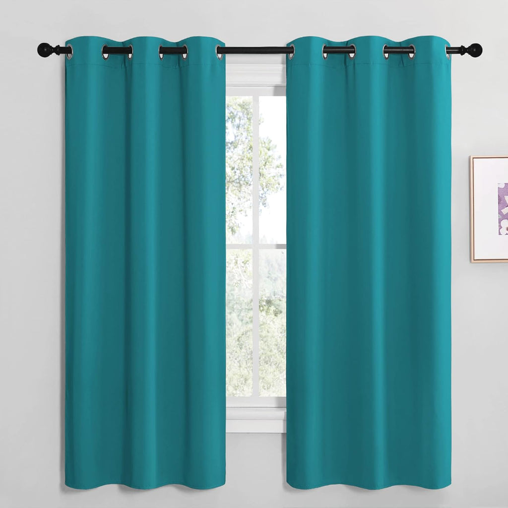 NICETOWN Blackout Curtains - Thermal Insulated Room Darkening Panels for Bedroom | Peacock Teal, 68" Length (2 Pieces)