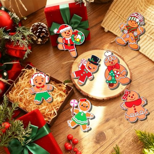 36-Pack Wooden Gingerbread Man Ornaments for Christmas Tree Decoration - BWFY