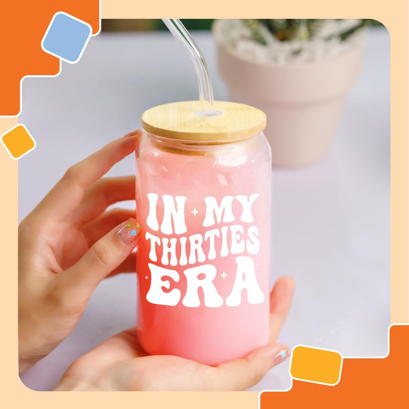 NewEleven 30th Birthday Gifts For Women - 30s Birthday Decorations - 30 Year Old Gift For Her, Woman, Sister, Mom, Daughter, Best Friend - In My Thirties Era Glass - 16 Oz Coffee Glass