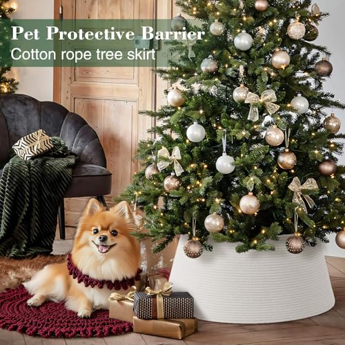 Degeyoyo White Large Christmas Tree Collar for 6-9ft Trees, Adjustable 20-28in